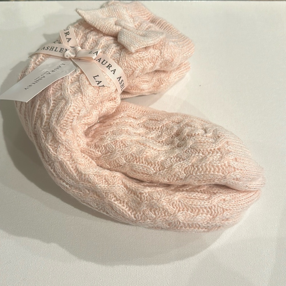 Laura Ashley Bootie/Slipper Sock fully lined with rubber non-slip soles.